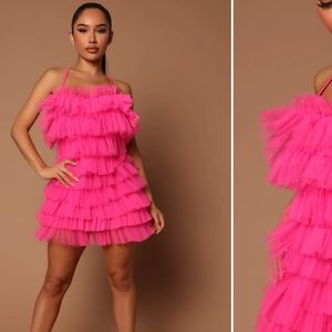 Fashion Nova Karolina Ruffle Mini Dress - Fuchsia